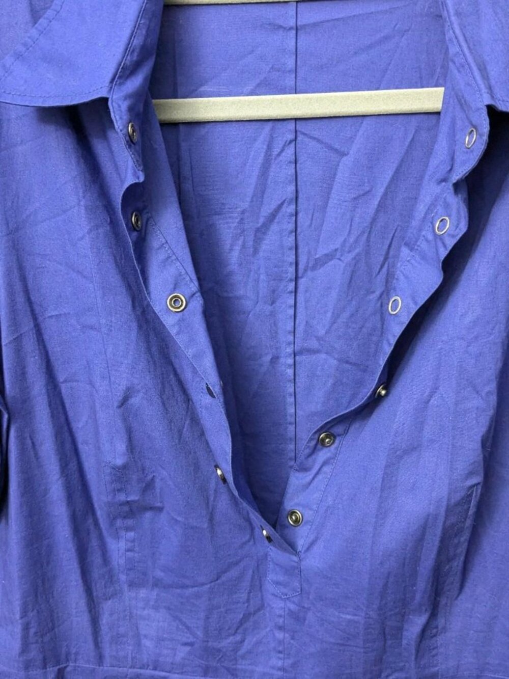 Tahari Blue Puff Sleeve Button Up Dress Size 12 - Picture 3 of 8